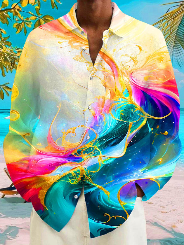 men's art print shirt front view