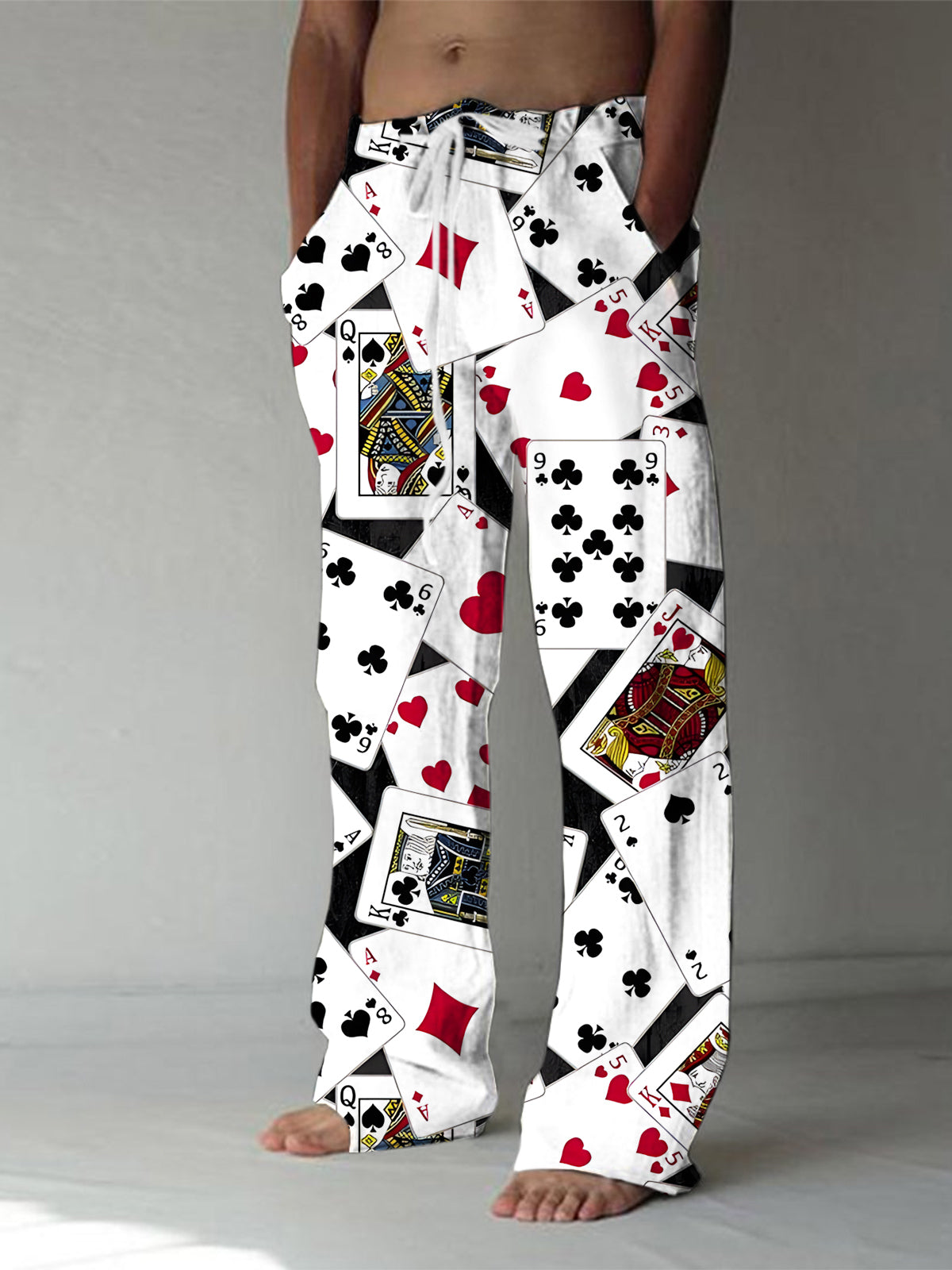 Poker Print Men's Casual Elastic Waist Pants