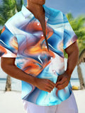 Abstract Gradient Print Men's Pocket Short Sleeve Shirts