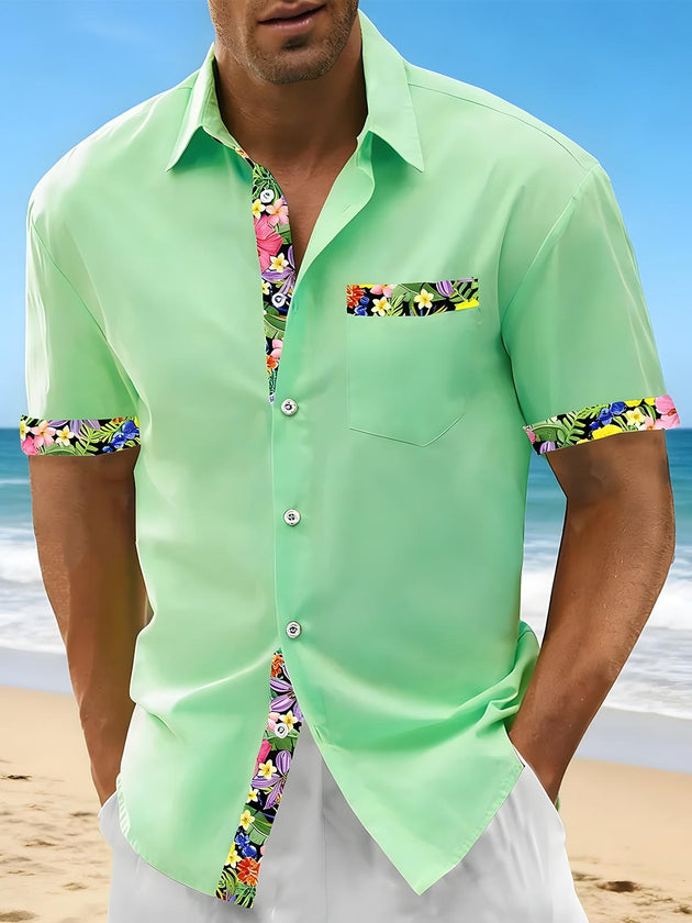 men's Hawaiian shirt front view tropical beach vacation