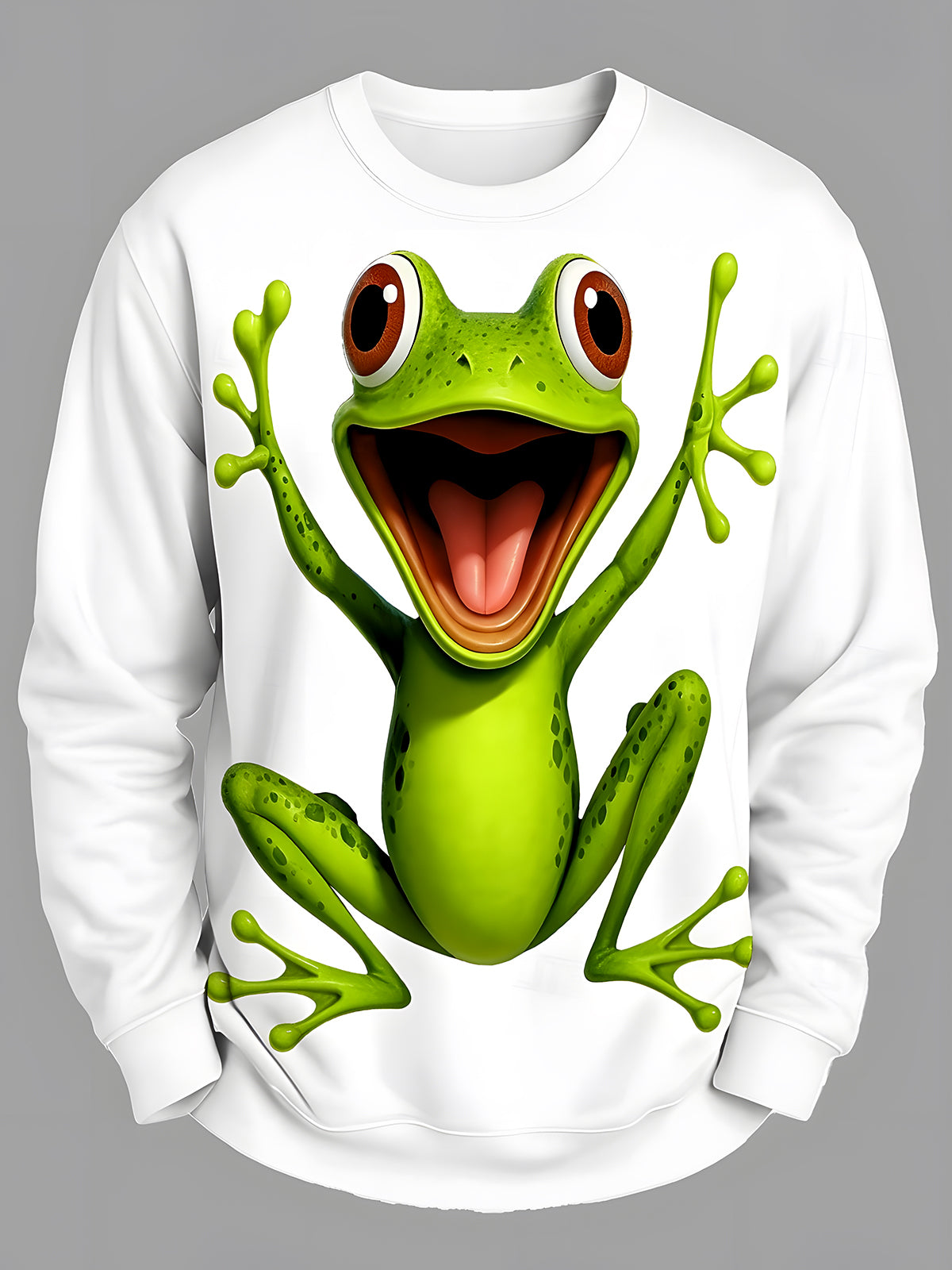 Frog Men's Print Round Neck Long Sleeve Sweatshirt