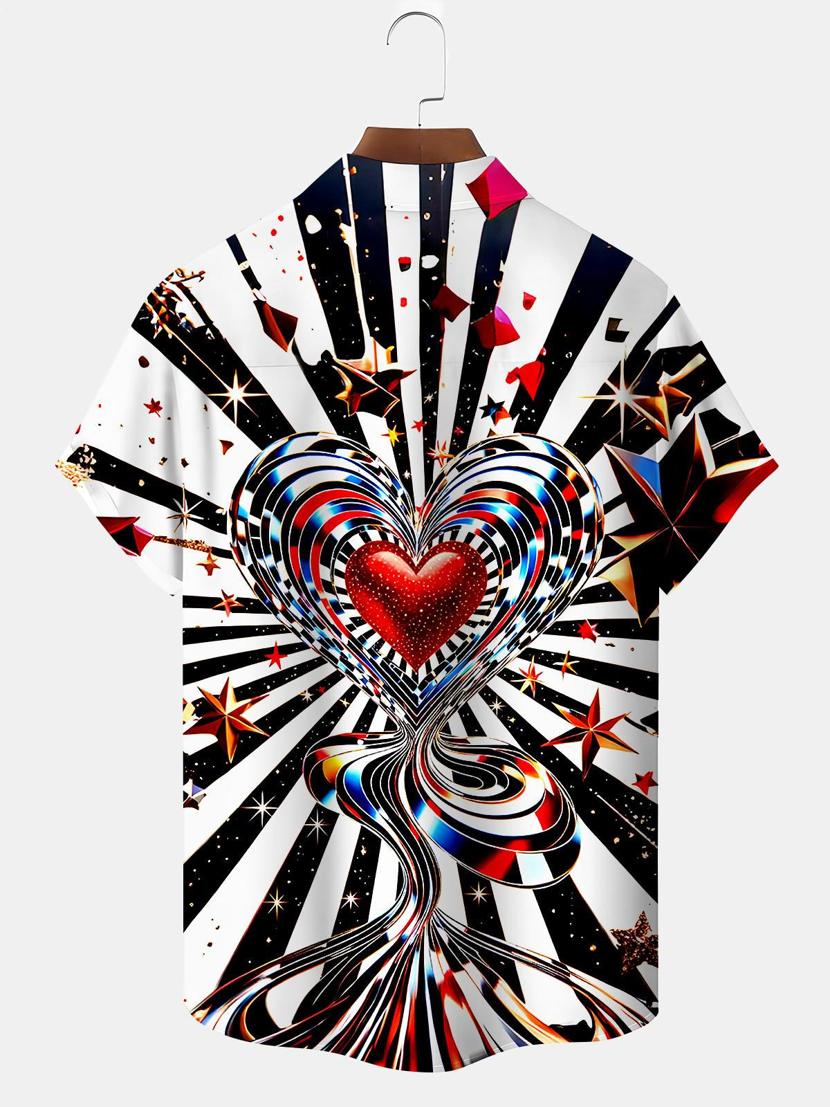 Heart Men's Pocket Short Sleeve Shirts