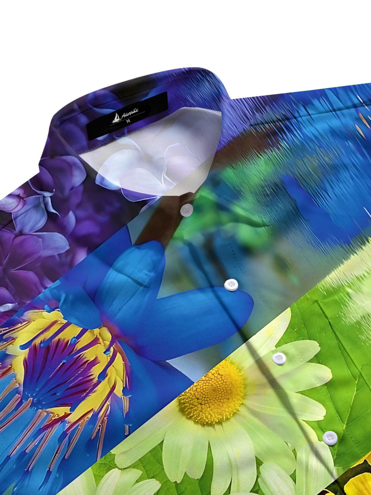 Floral Print Men's Pocket Short Sleeve Shirts