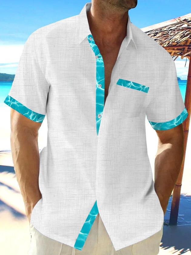 men's Hawaiian shirt front view tropical beach vacation