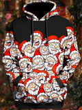 Santa Claus Long Sleeve Hooded Pocket Men's Top