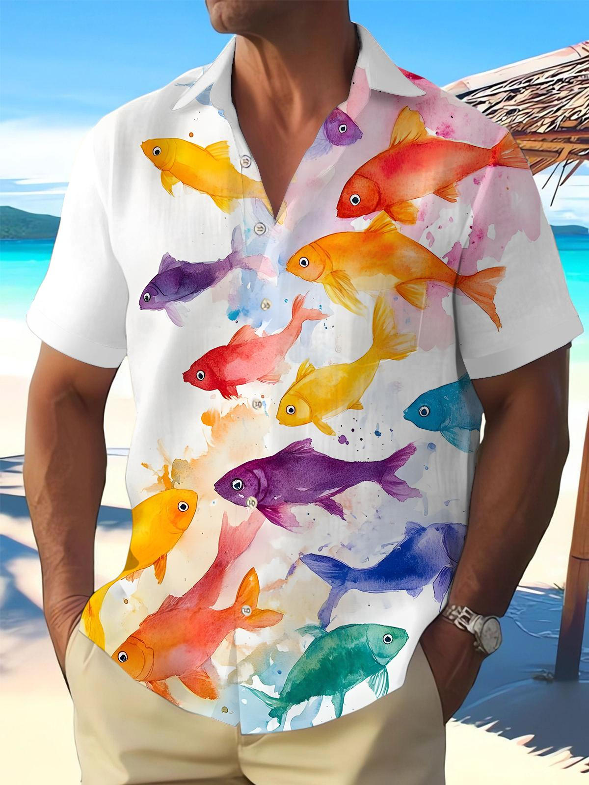 Ocean Fish Men's Pocket Short Sleeve Shirts