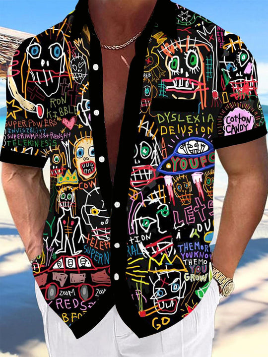 men's patterned sweater shirt front view