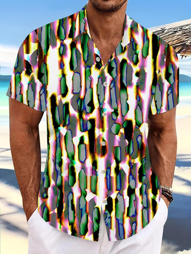 Men's abstract print short sleeve shirt front view