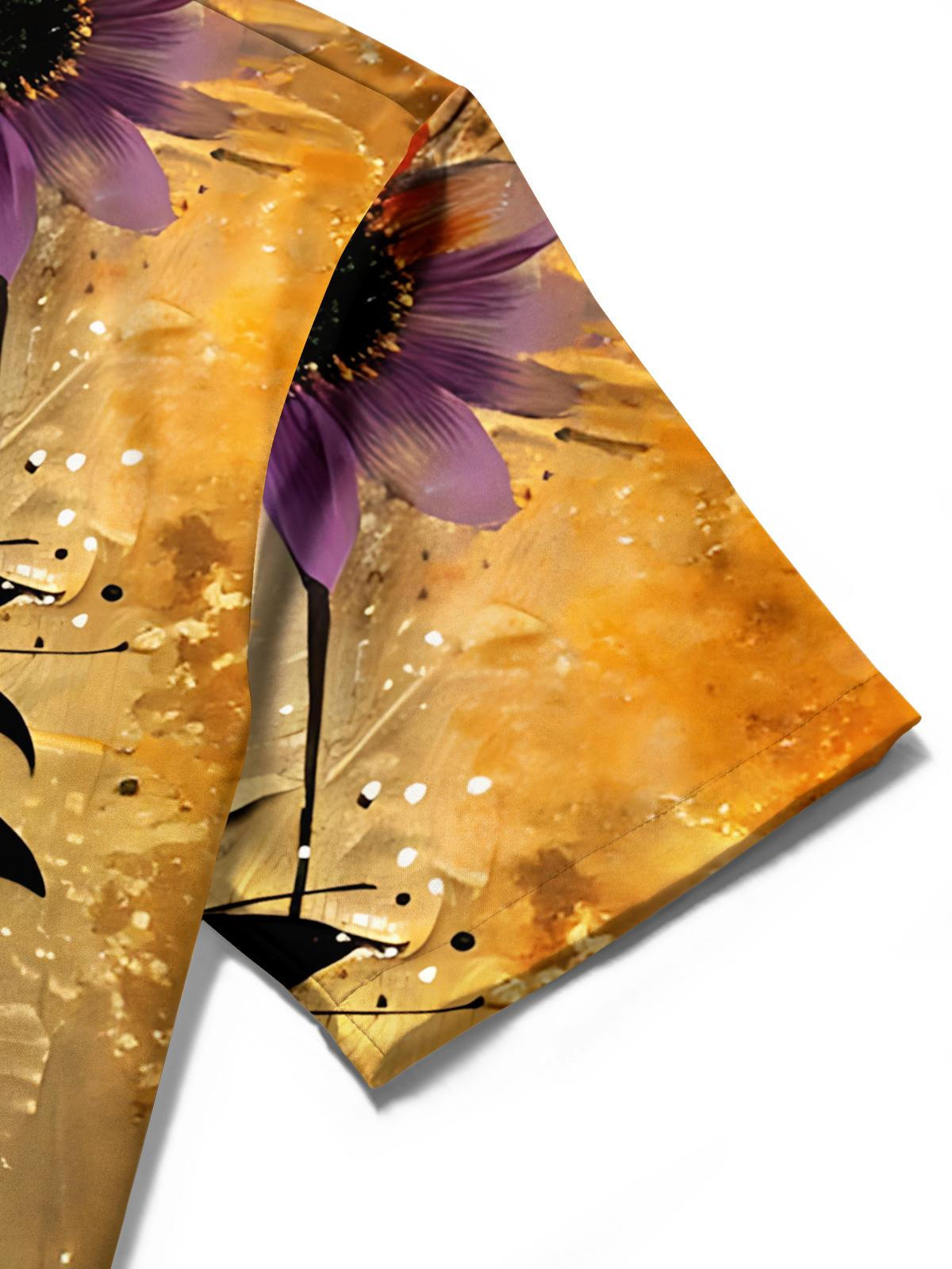 Sunflower Print Men's Pocket Short Sleeve Shirts