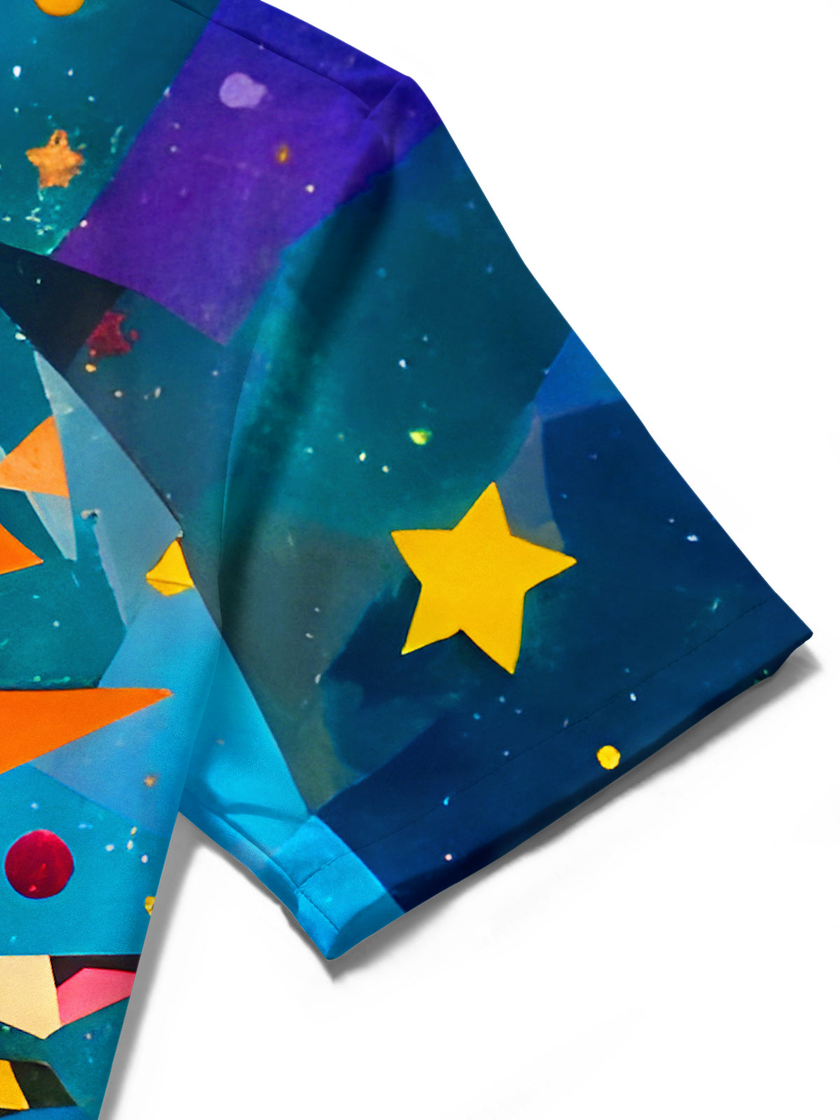 Colorful Geometric Christmas Tree Stars Men's Pocket Short Sleeve Shirts