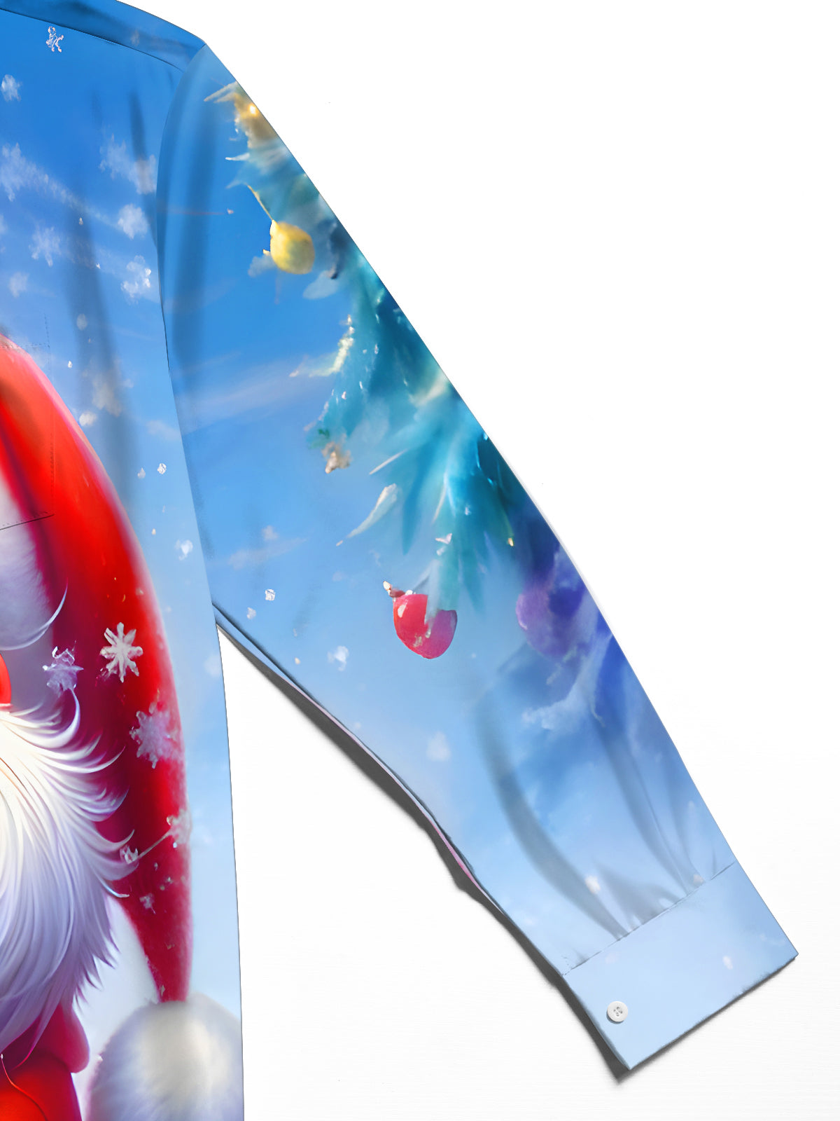 Funny Santa Claus Blowing Snowflakes Xmas Men's Pocket Long Sleeve Shirts