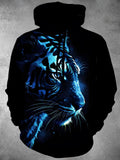 Tiger Long Sleeve Hooded Pocket Men's Top