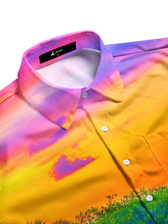 men's short sleeve pocket shirt side view with half sleeve design