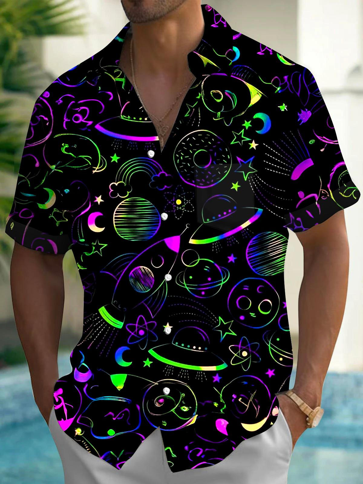 Spaceship Men's Pocket Short Sleeve Shirts