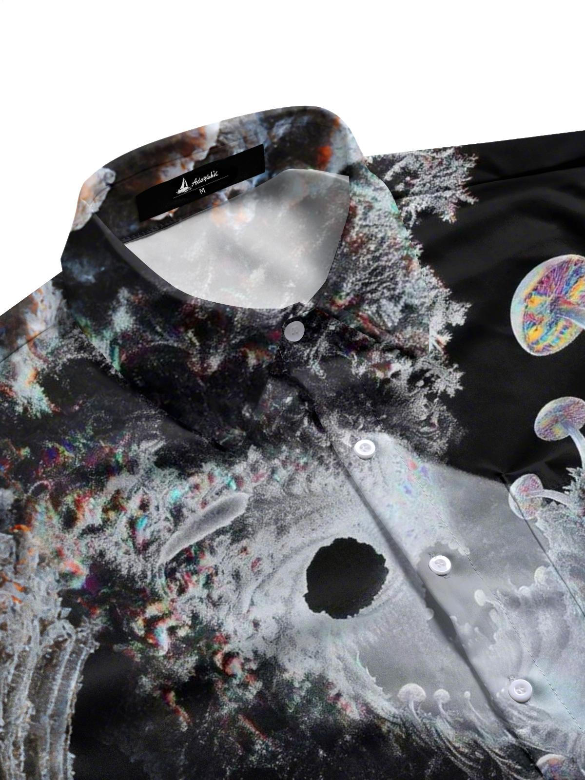 Men's fantasy mushroom print pocket half sleeve shirt side view