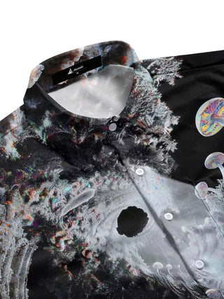 Men's fantasy mushroom print pocket half sleeve shirt side view
