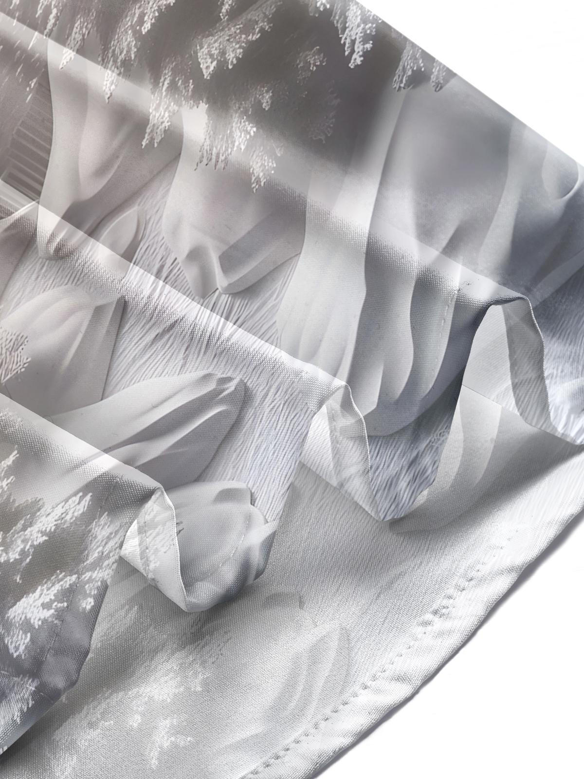 Tree Snow Scene Print Men's Pocket Short Sleeve Shirts