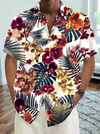 men's Hawaiian shirt front view tropical beach vacation
