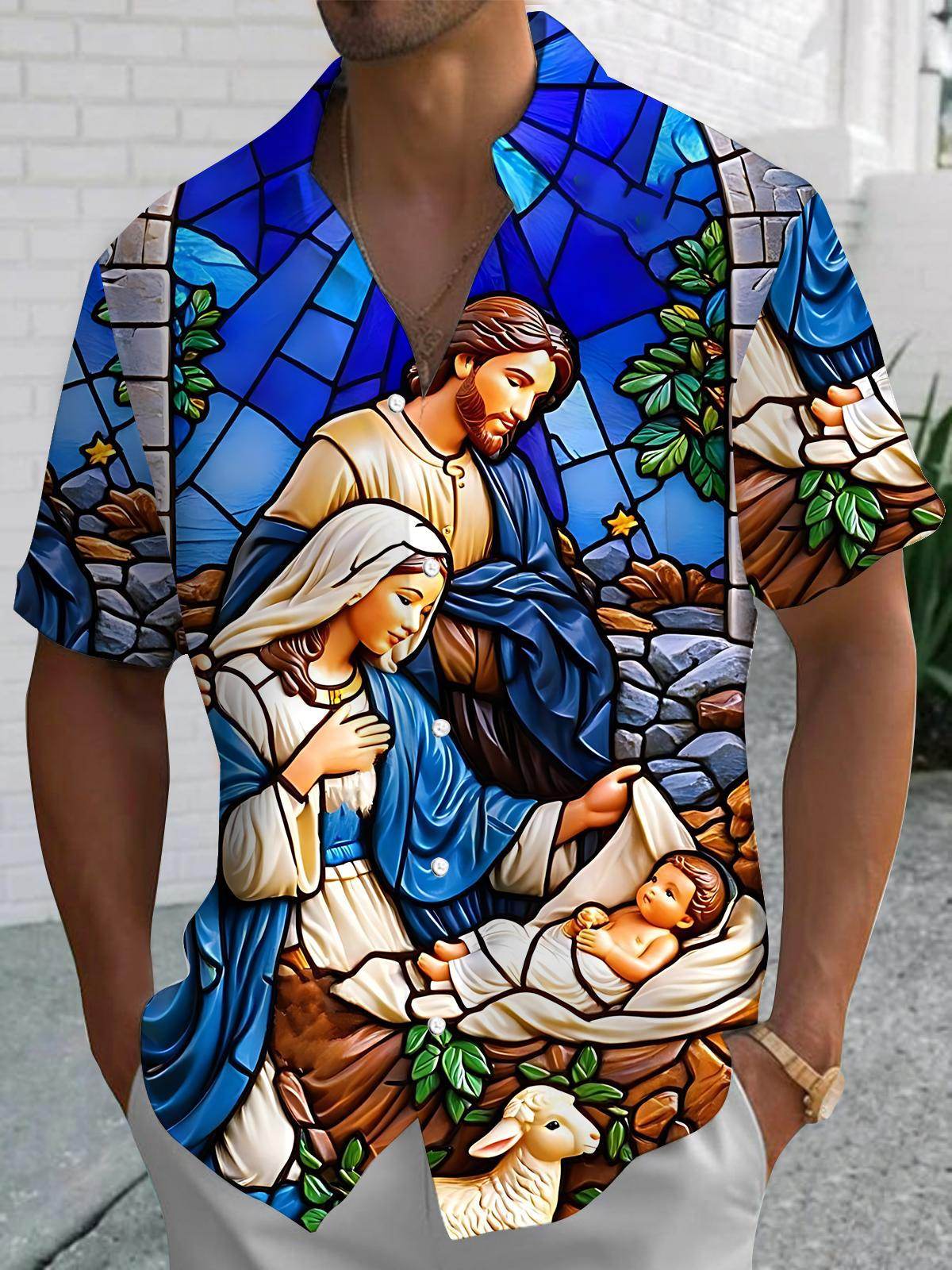 Jesus Art Print Men's Pocket Short Sleeve Shirts