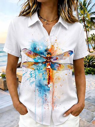 women's dragon print shirt front view