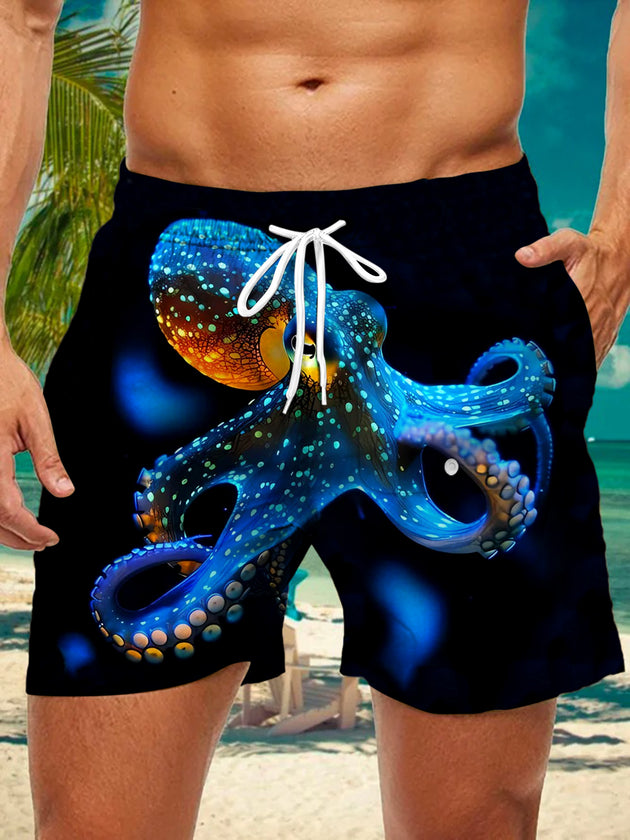 men's octopus print casual pants front view