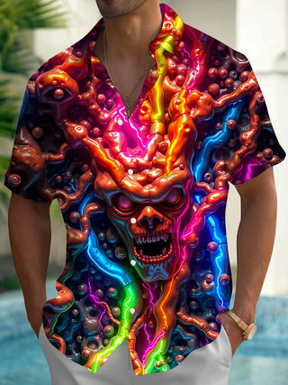 men's skull print shirt front view
