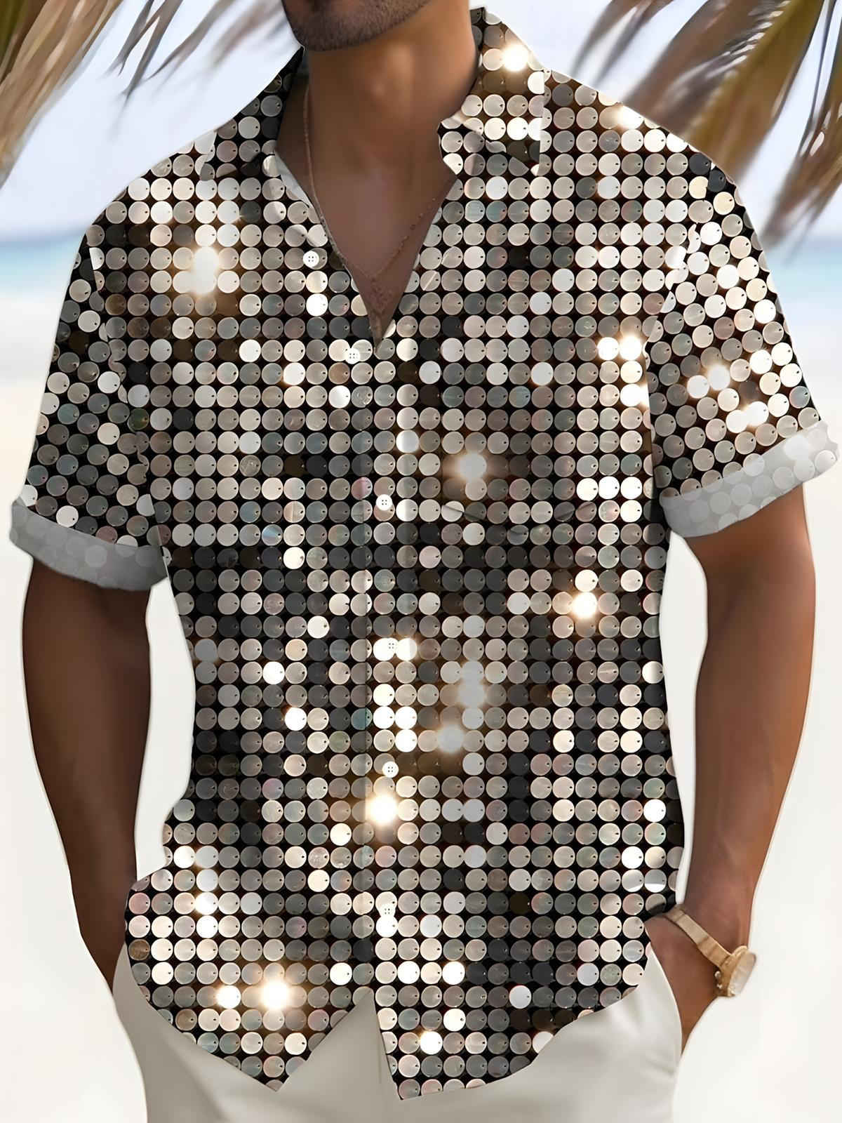 Geometric Print Men's Pocket Short Sleeve Shirts