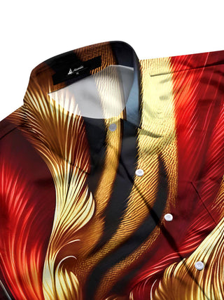 men's abstract geometric print pocket long sleeve shirt side view