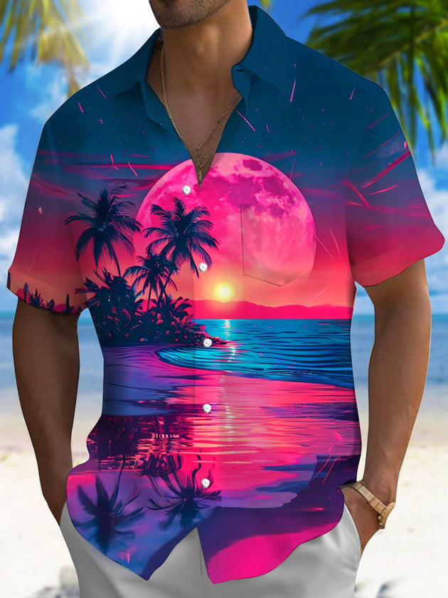 men's Hawaiian shirt front view beach vacation