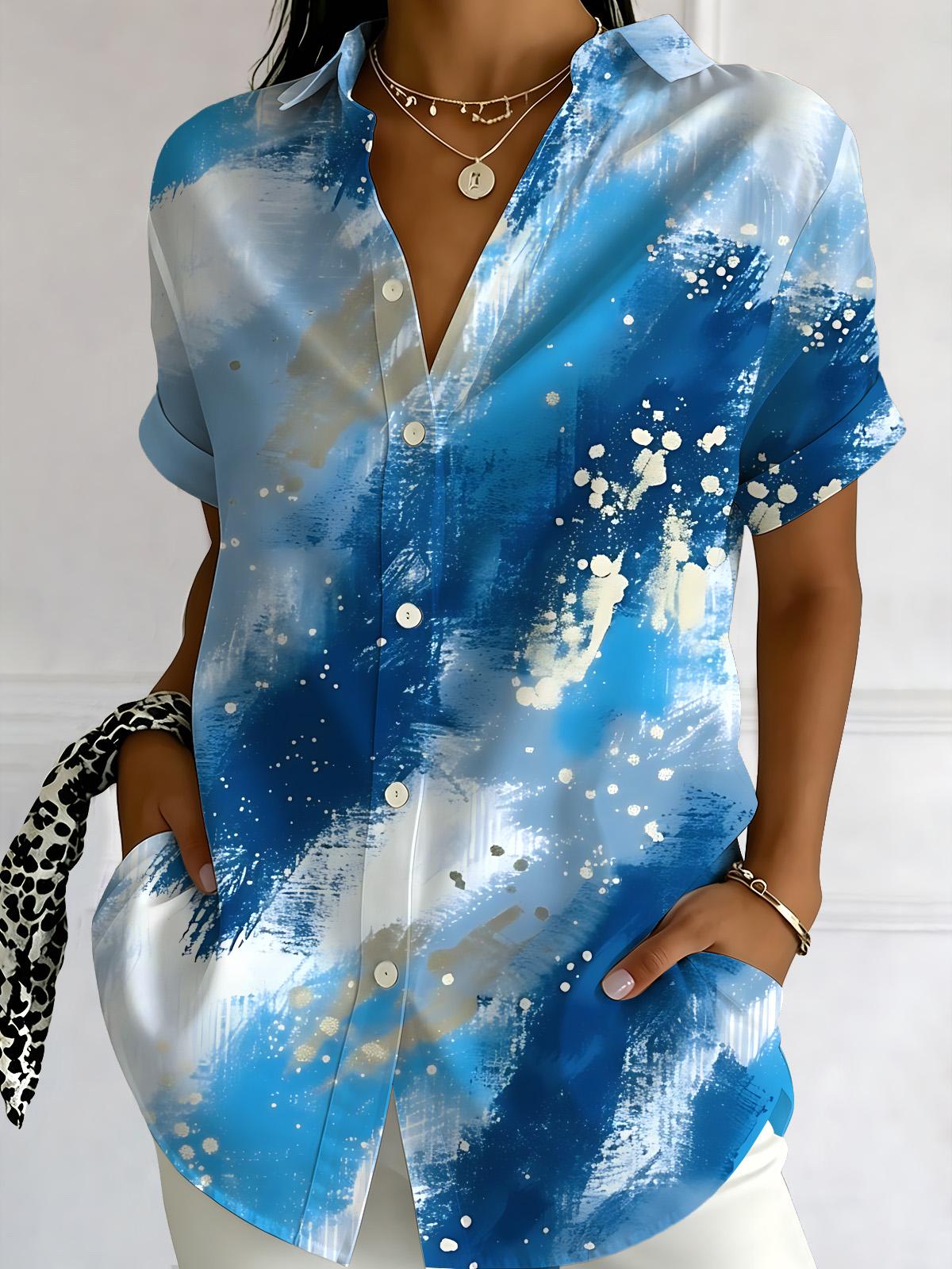 Abstract Gradient Print Women's Short Sleeve Shirts