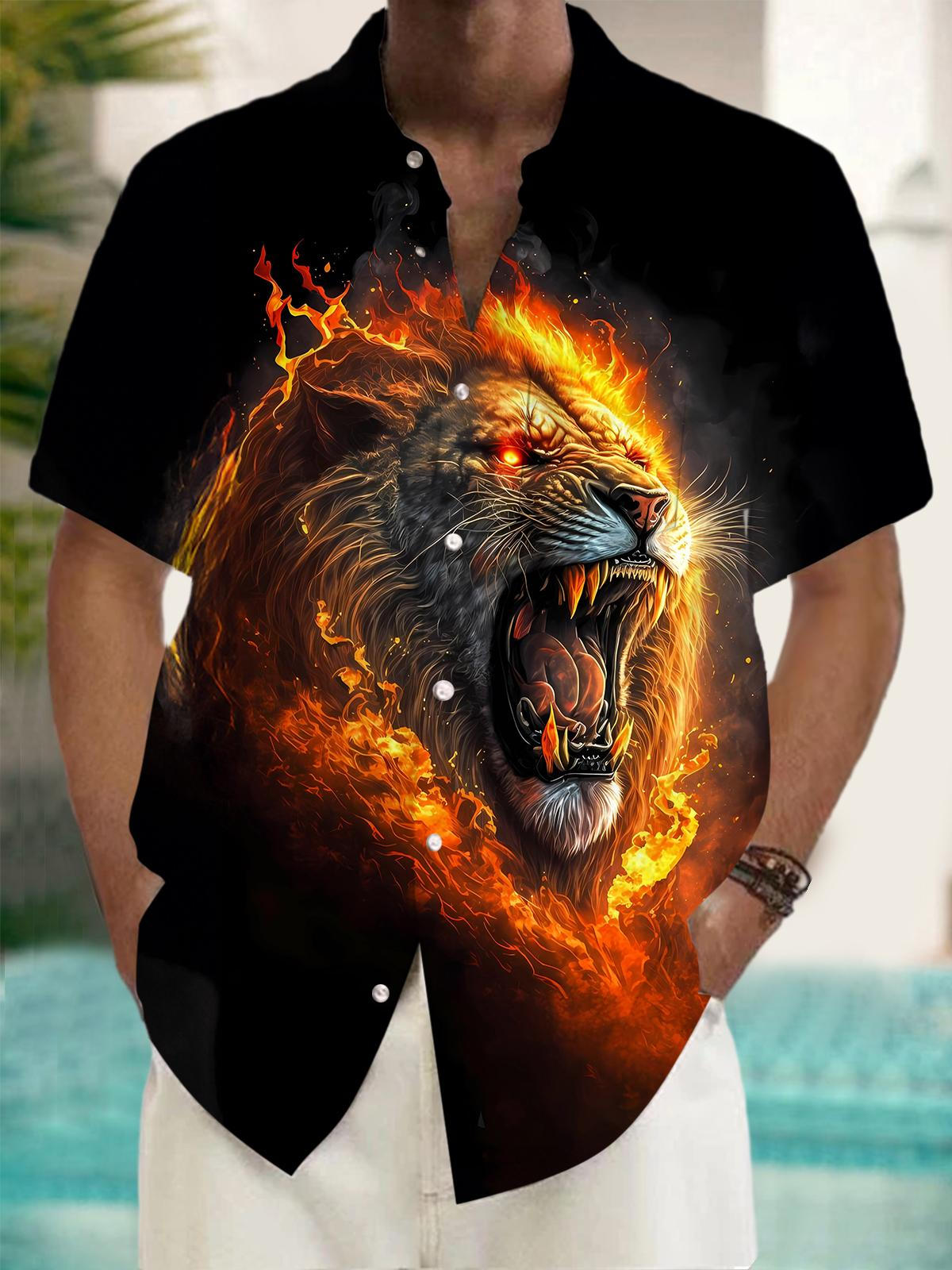 Lion Men's Pocket Short Sleeve Shirts