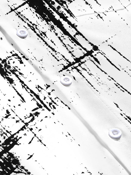 Black And White Abstract Tie Dye Brushstroke Men's Pocket Short Sleeve Shirts