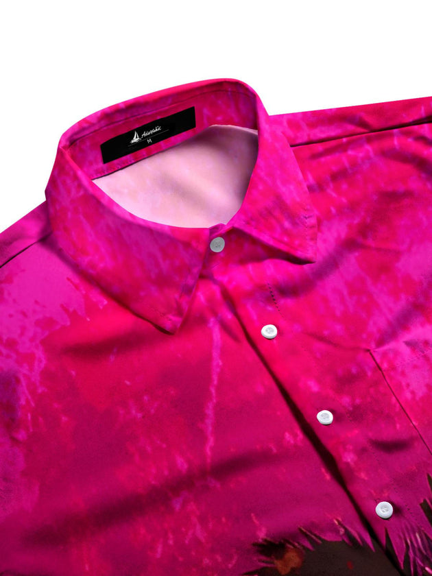 Men's colorful aloha short sleeve shirt side view