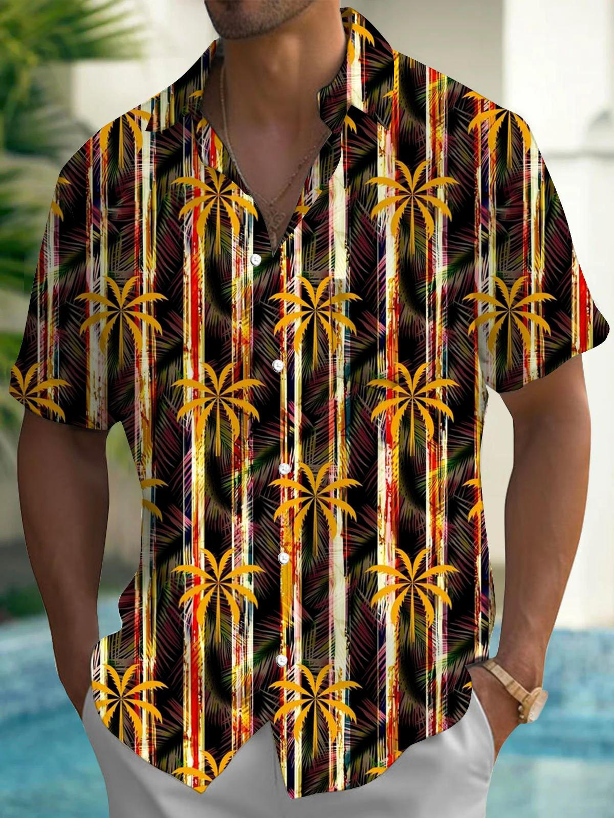 Coconut Tree Men's Pocket Short Sleeve Shirts