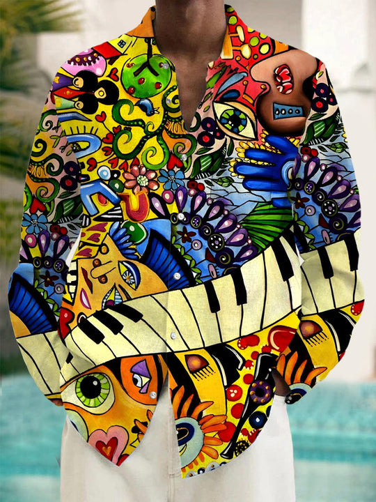 men's abstract print shirt front view