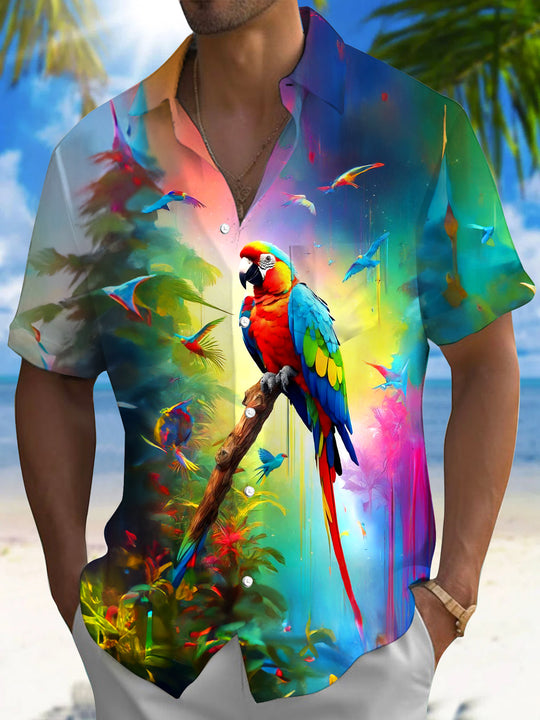 men's Hawaiian shirt front view tropical beach vacation