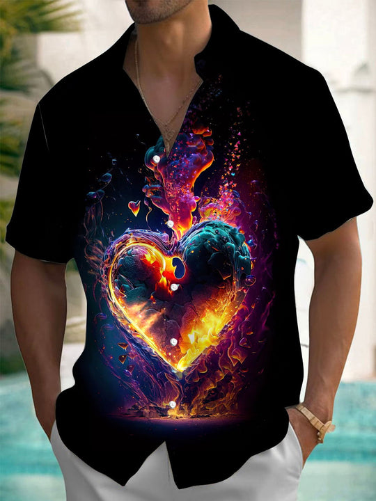 Men's abstract print short sleeve shirt front view