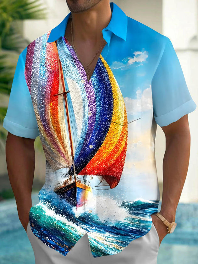 men's aloha shirt back view