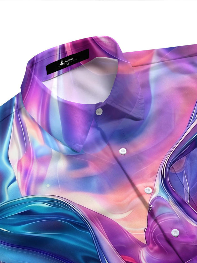 Art Gradient Fluid Abstract Men's Pocket Short Sleeve Shirts