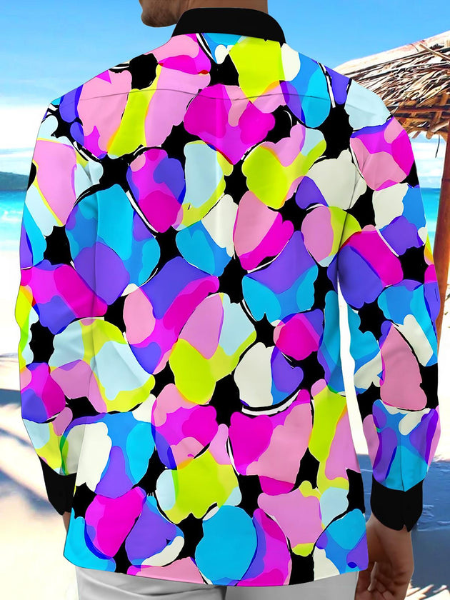 men's colorful trippy pattern shirt back view