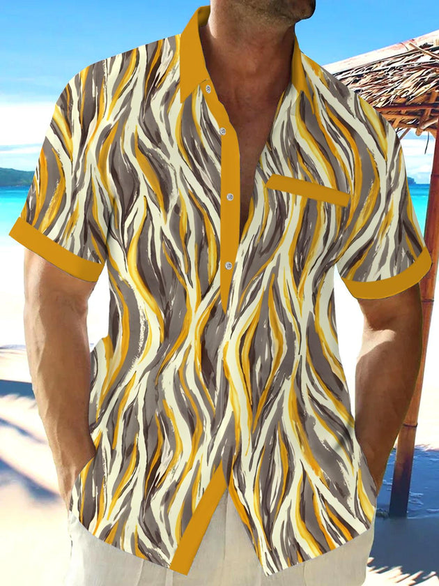 Men's abstract print short sleeve shirt front view