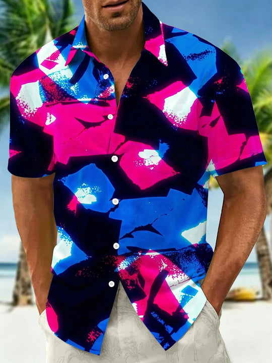 Art Abstract Geometric Splash Men's Pocket Short Sleeve Shirts