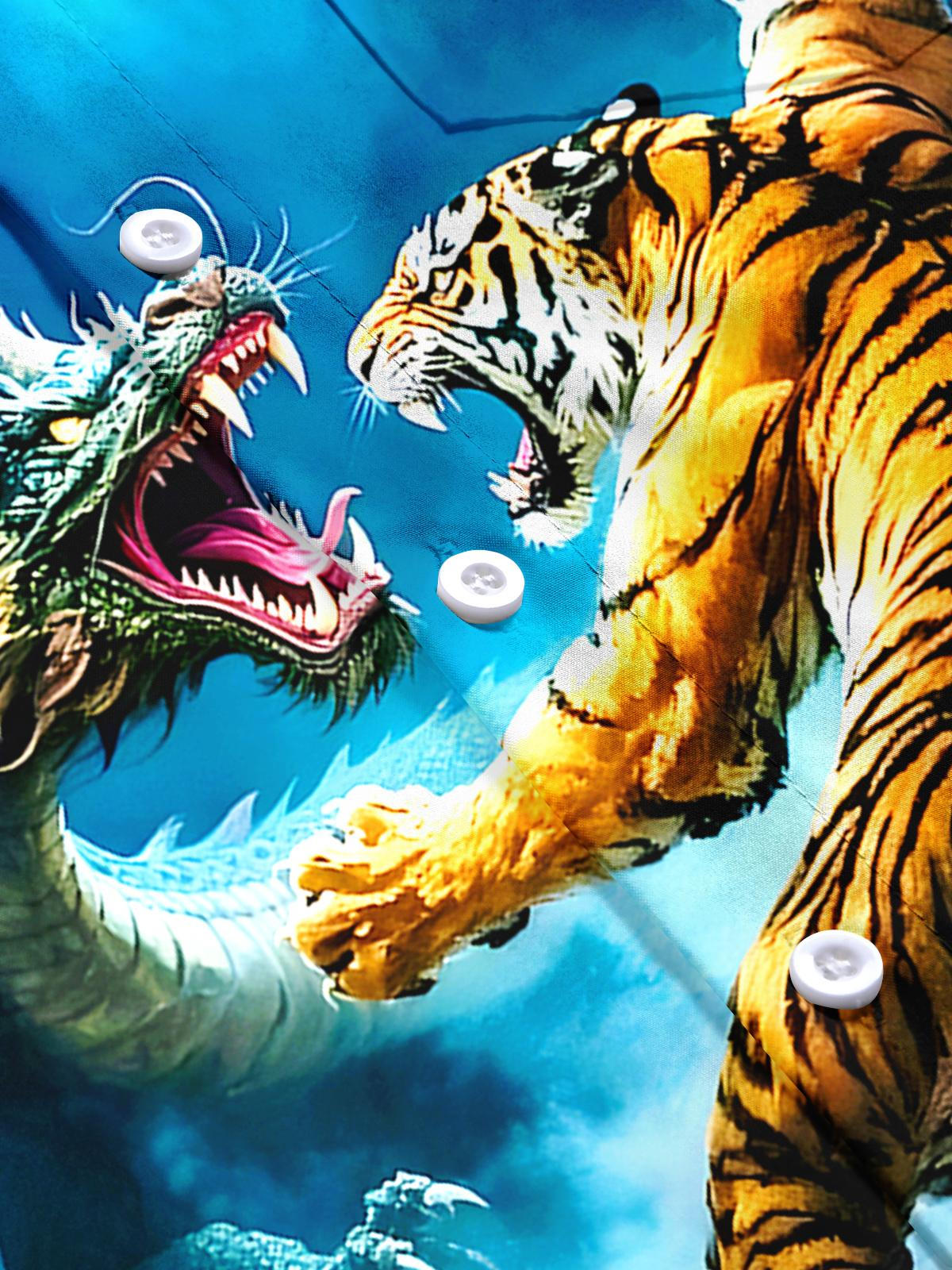 Dragon Tiger Men's Pocket Short Sleeve Shirts