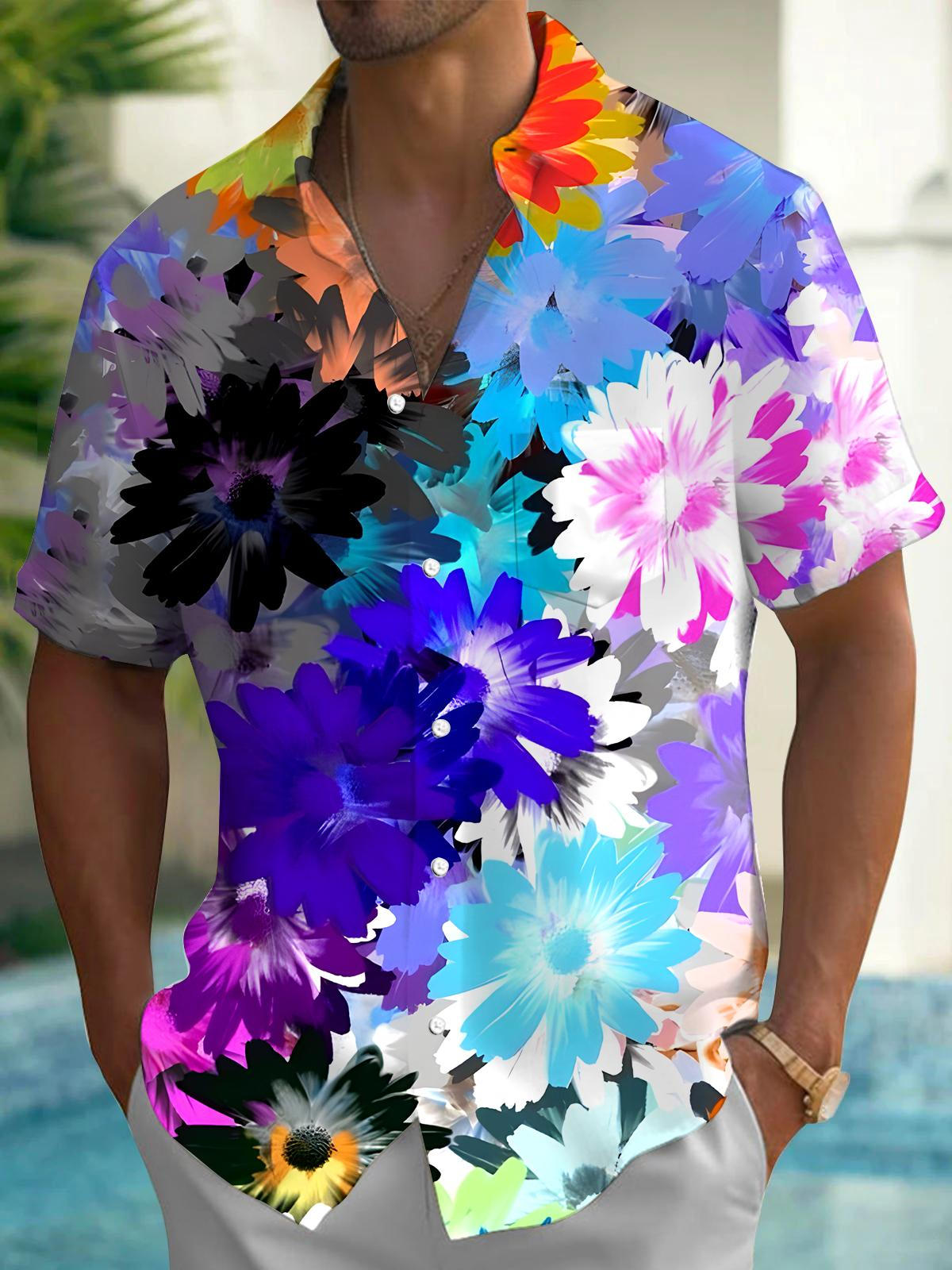 Floral Men's Pocket Short Sleeve Shirts