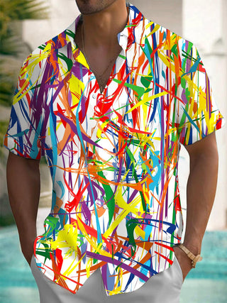 men's geometric print shirt back view
