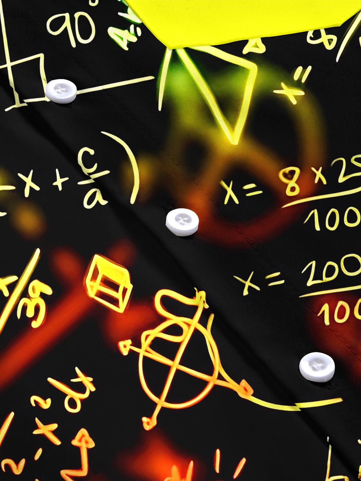 Mathematical Formula Print Men's Pocket Short Sleeve Shirts