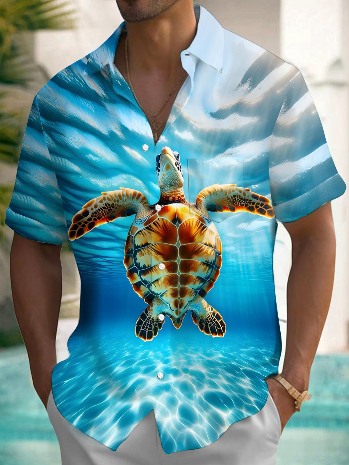 Turtle Men's Pocket Short Sleeve Shirts