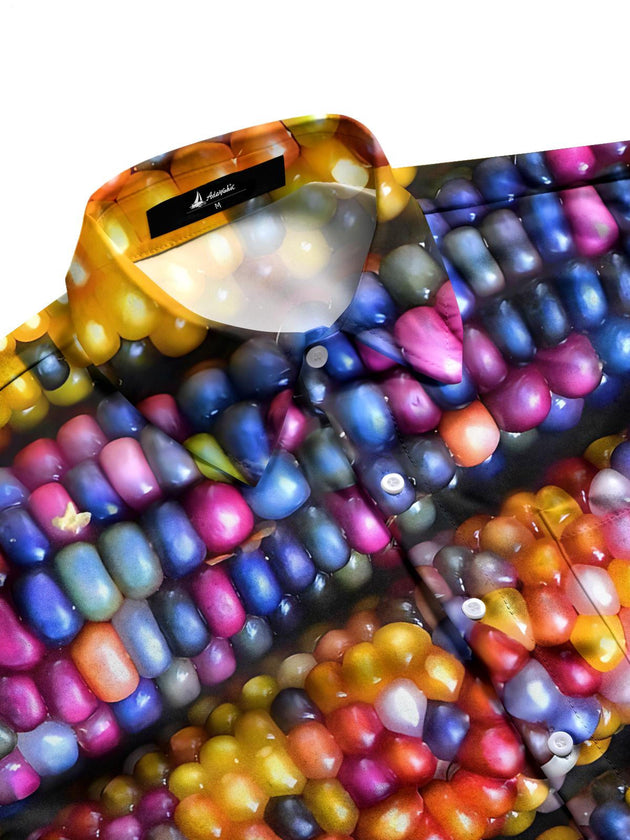 Men's corn print pocket half sleeve shirt side view