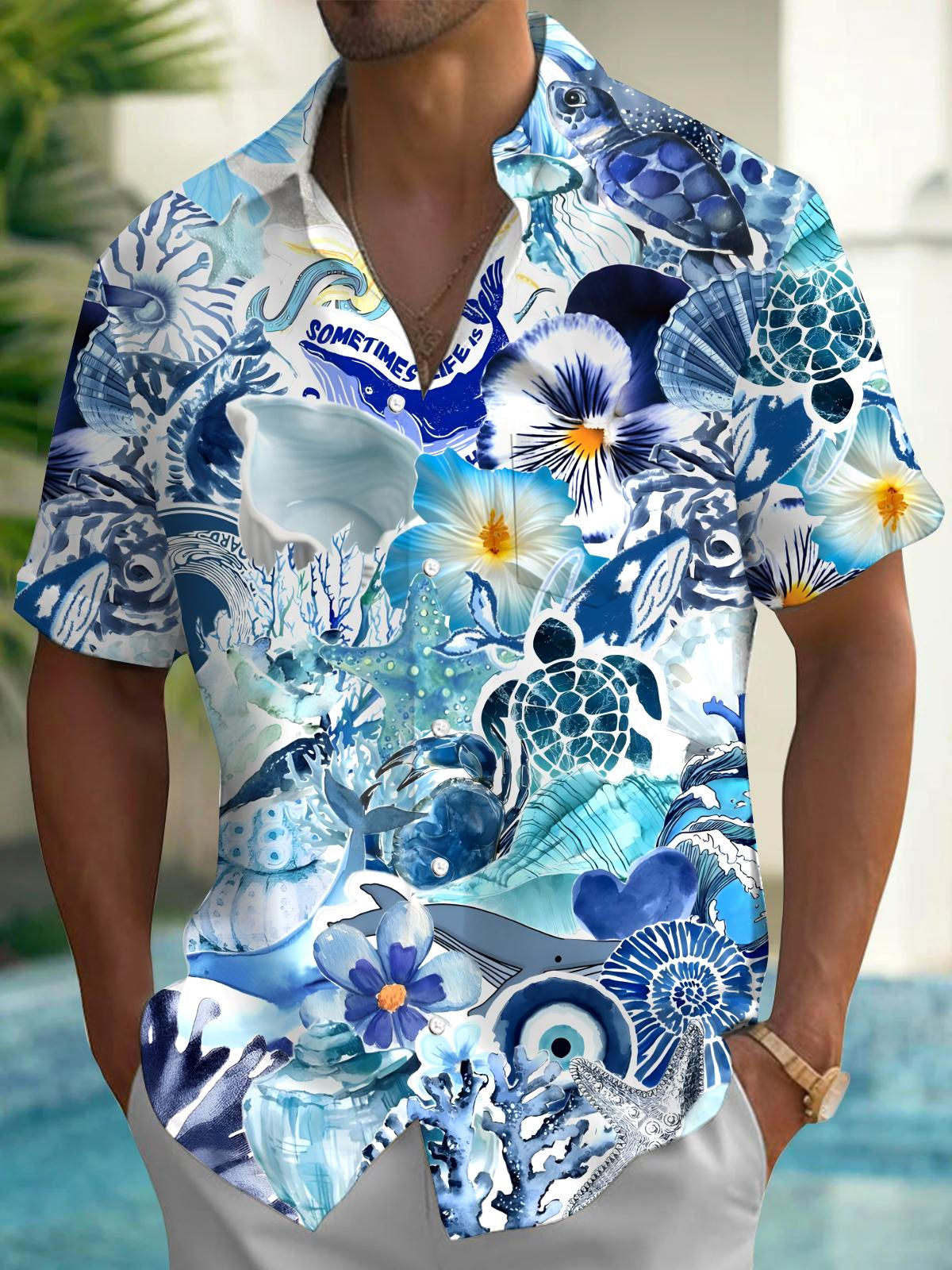 Hawaiian Men's Pocket Short Sleeve Shirts