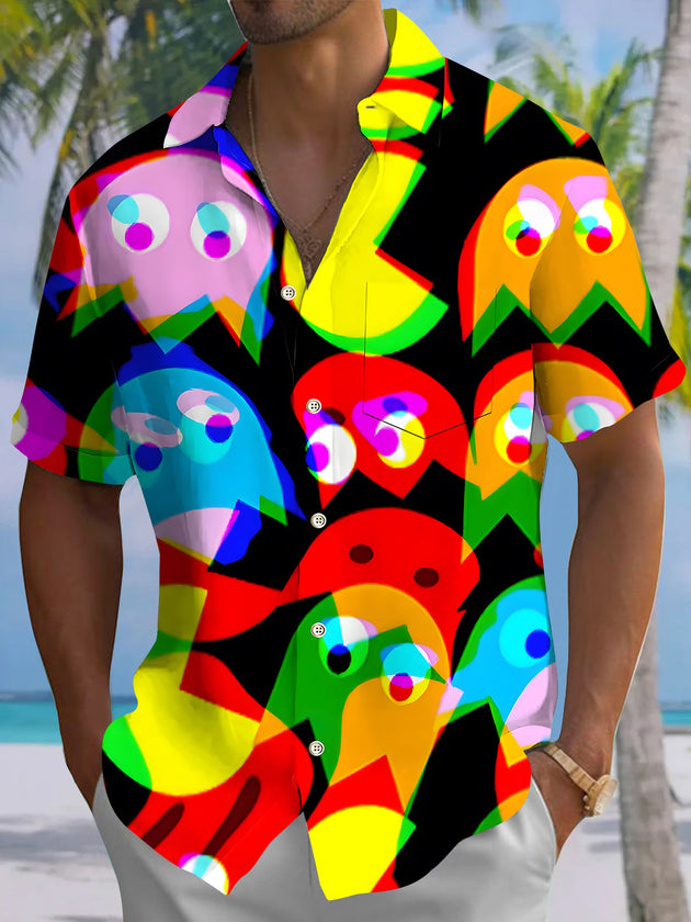 Men's funny pocket short sleeve shirt front view